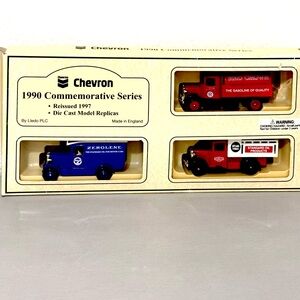 Chevron 1990 Commemorative Series Die-Cast Toy Trucks Set - Blue & Red